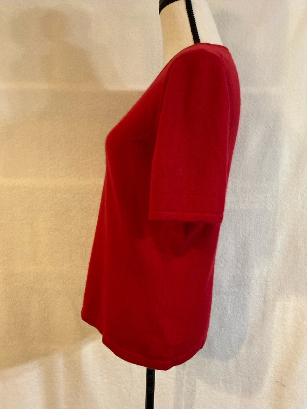Lands' End red 100% cashmere short sleeve knit crewneck sweater - Picture 3 of 12